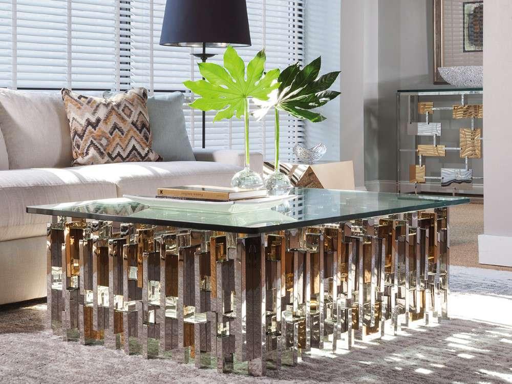Artistica Home - Signature Designs Cityscape Rectangular Cocktail Table - Gold Leaf and Argento - 2041-945C veiw 1