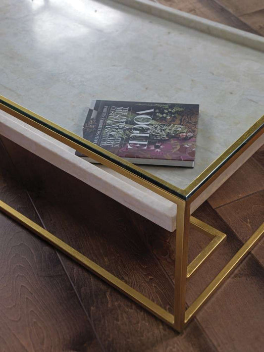 Artistica Home - Signature Designs Cumulus Large Rectangular Cocktail Table - Gold foil finish - 2024-949C veiw 1