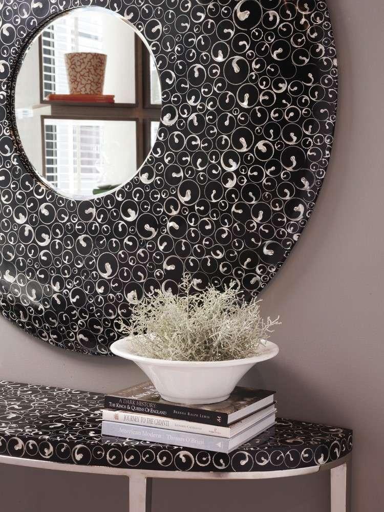 Artistica Home - Signature Designs Mariana Round Mirror - Black - 2047-902 veiw 2