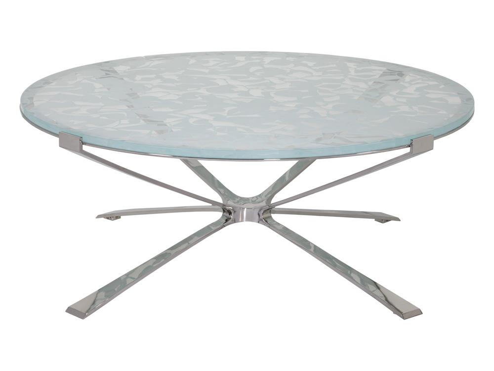 Artistica Home - Signature Designs Snowscape Round Cocktail Table, Stainless Steel - 2301-943C veiw 1