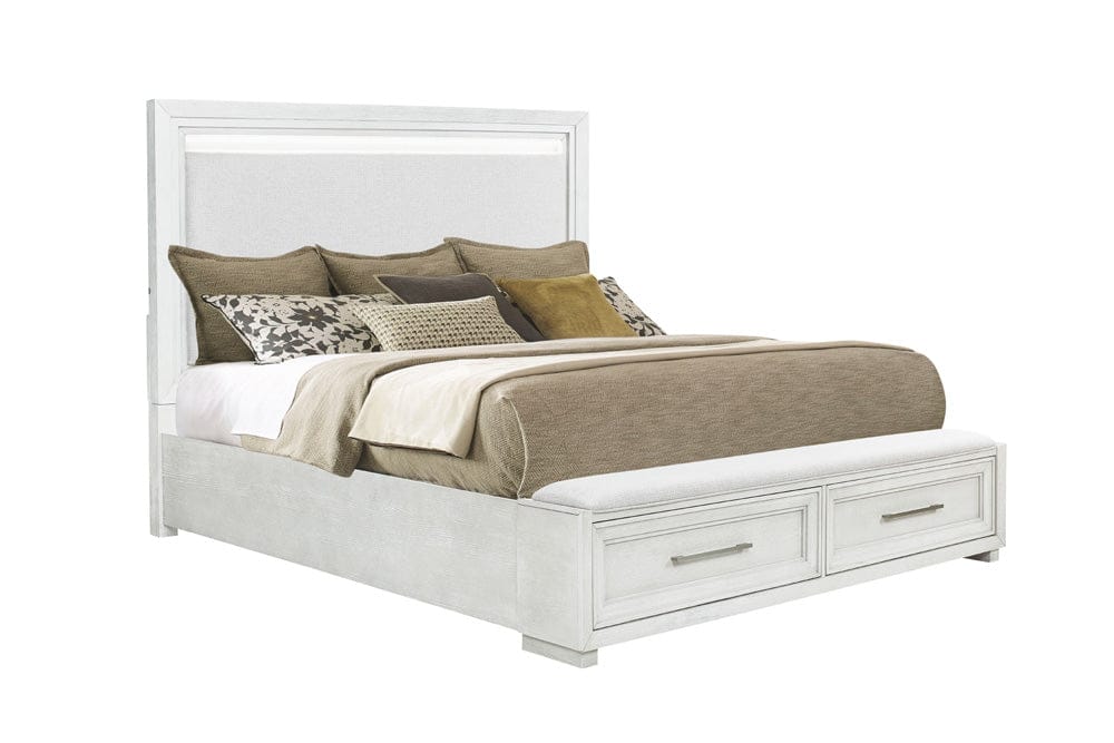 Avalon Furniture - B00967 White King Storage Bed - B00967 6/6 STG-BENCH