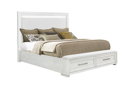 Avalon Furniture - B00967 White King Storage Bed - B00967 6/6 STG-BENCH
