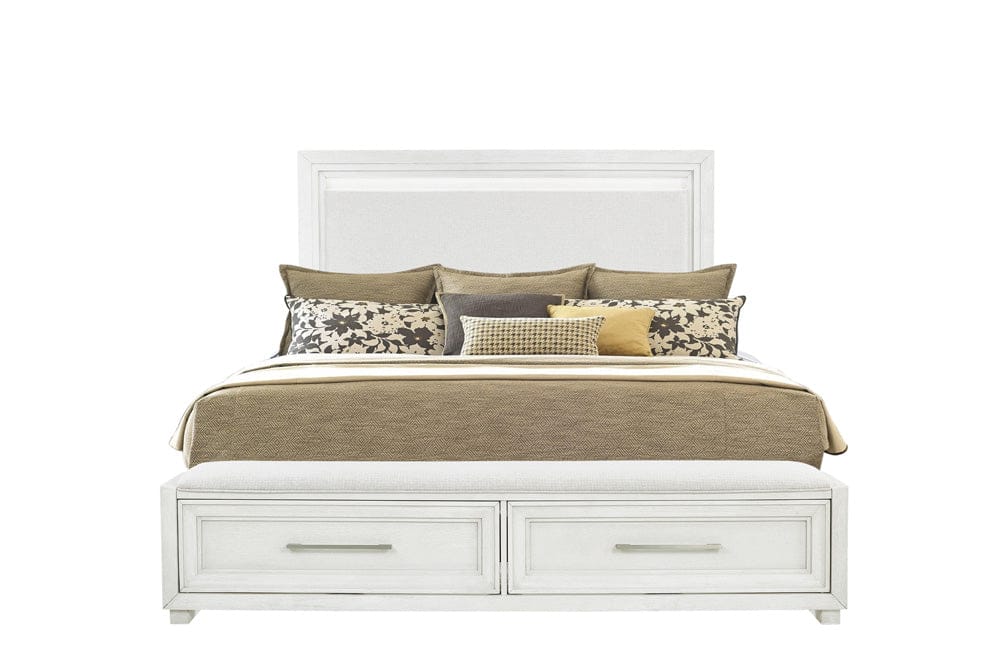 Avalon Furniture - B00967 White King Storage Bed - B00967 6/6 STG-BENCH
