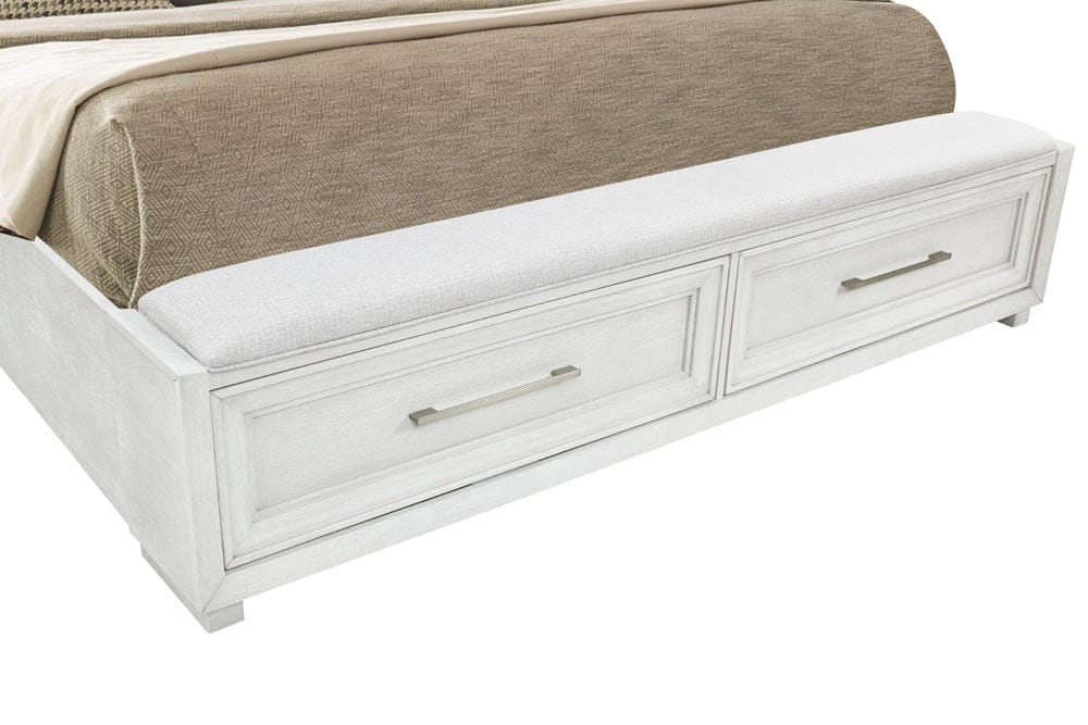Avalon Furniture - B00967 White King Storage Bed - B00967 6/6 STG-BENCH