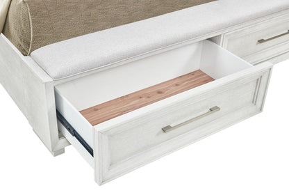 Avalon Furniture - B00967 White King Storage Bed - B00967 6/6 STG-BENCH