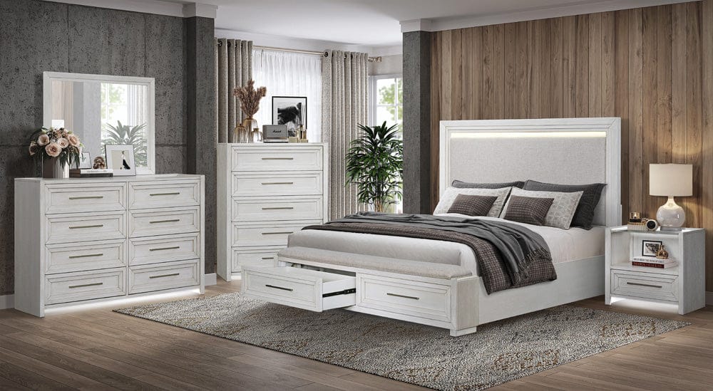 Avalon Furniture - B00967 White King Storage Bed - B00967 6/6 STG-BENCH