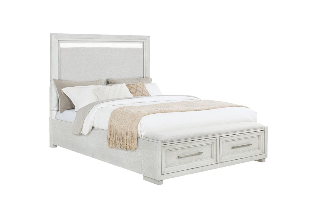 Avalon Furniture - B00967 White Queen Storage Bed - B00967 5/0 STG-BENCH
