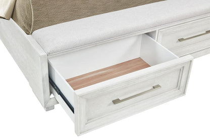 Avalon Furniture - B00967 White Queen Storage Bed - B00967 5/0 STG-BENCH