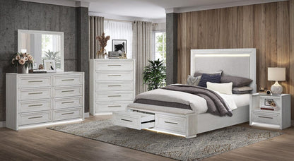 Avalon Furniture - B00967 White Queen Storage Bed - B00967 5/0 STG-BENCH