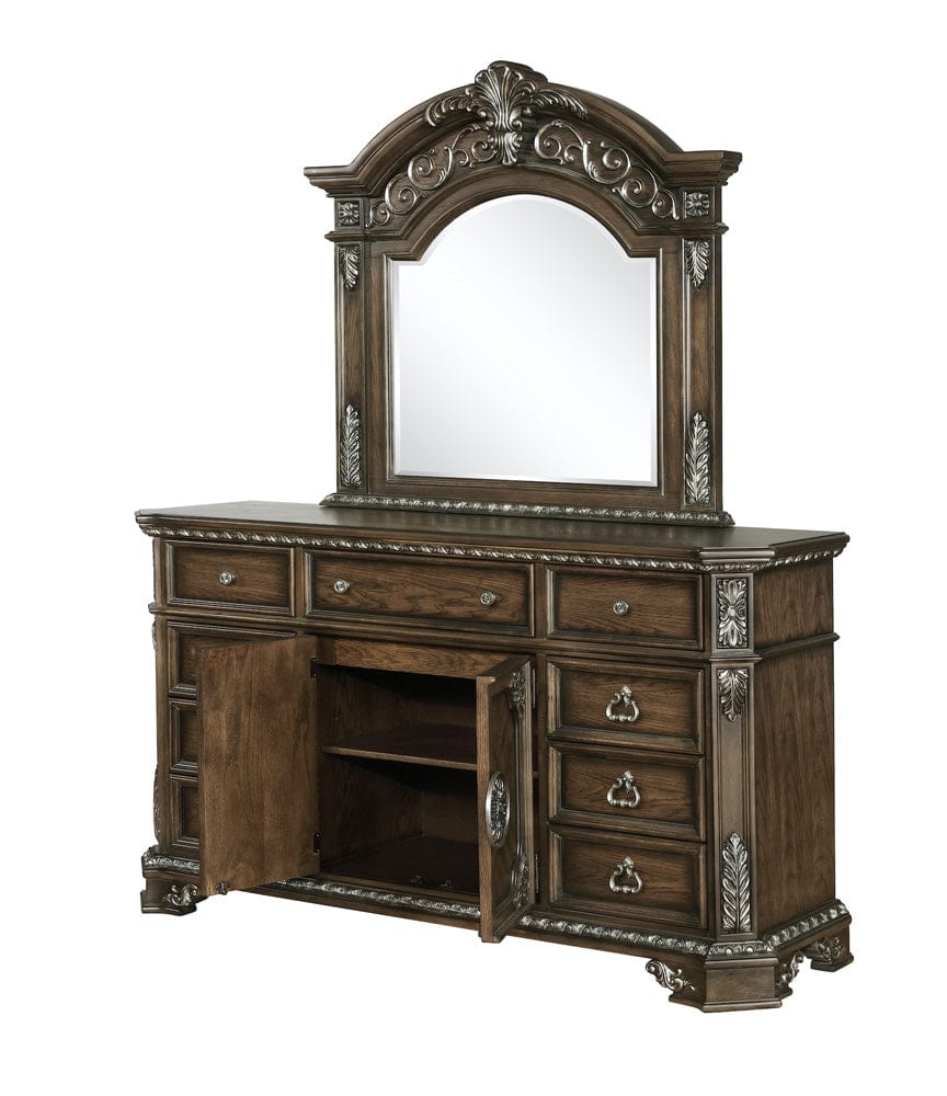 Avalon Furniture - B01920  Medium Oak Dresser - B01920 D-C view 2