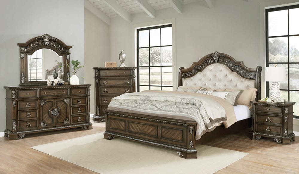 Avalon Furniture - B01920  Medium Oak King Bed - B01920 6/6