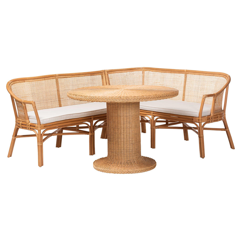 bali & pari - Aara Dining Set in Light Honey - Adele/Braided-3PC Dining Set view 1