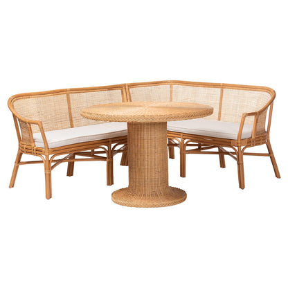 bali & pari - Aara Dining Set in Light Honey - Adele/Braided-3PC Dining Set view 1