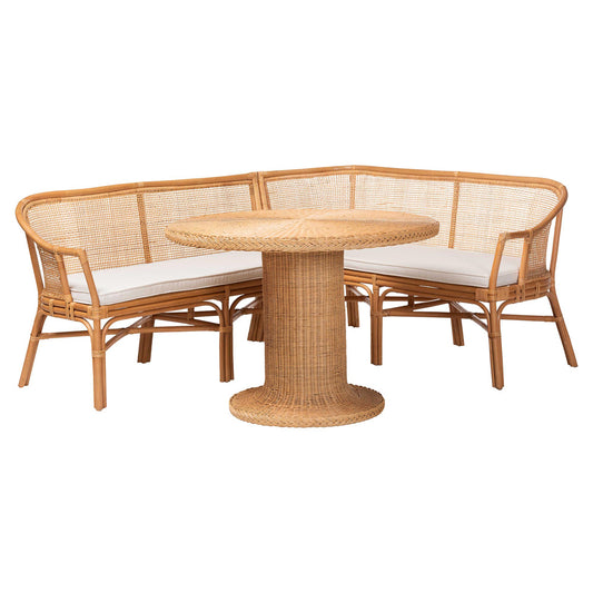 bali & pari - Aara Dining Set in Light Honey - Adele/Braided-3PC Dining Set view 1