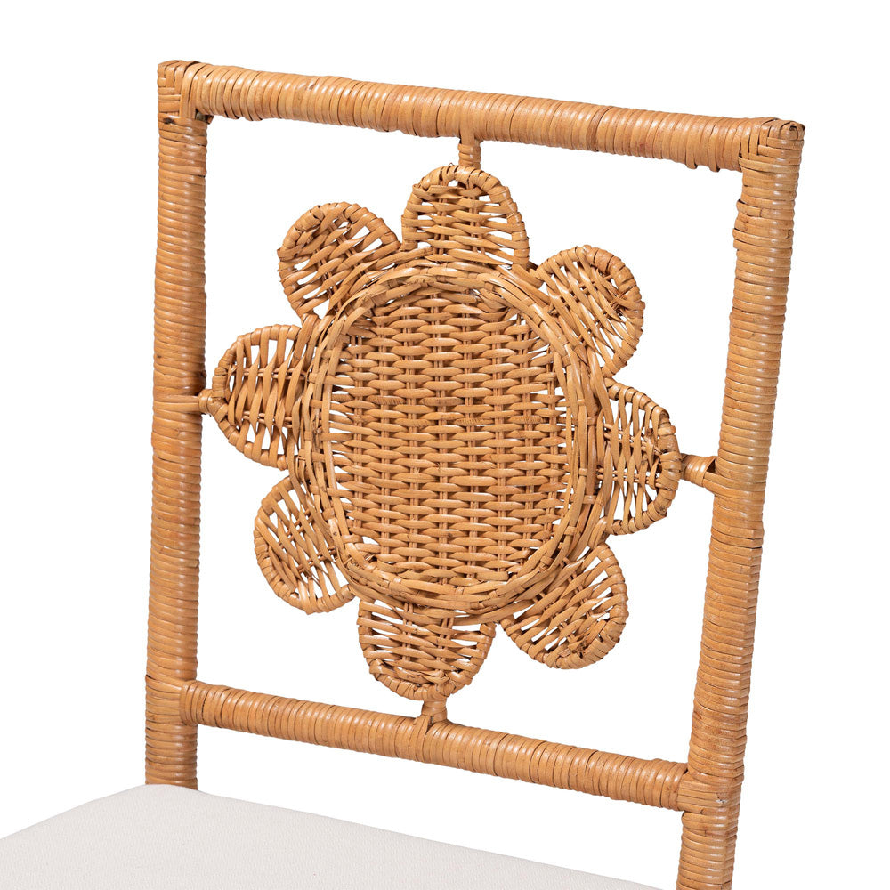bali & pari - Abagale Set of 2 Dining Chairs in Light Honey - Abagale/Flower-Light Honey Rattan-Cushion-DC view 4