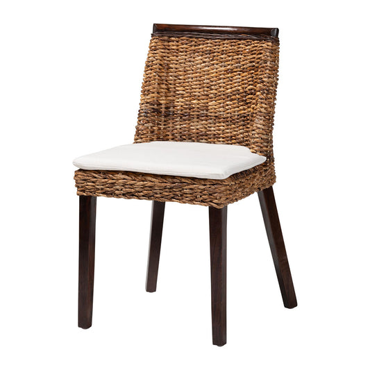 bali & pari - Abbas Dining Chair in Natural Brown/White/Dark Brown - MD-39696 Magic-Dark Brown/Abaca Natural-DC view 1