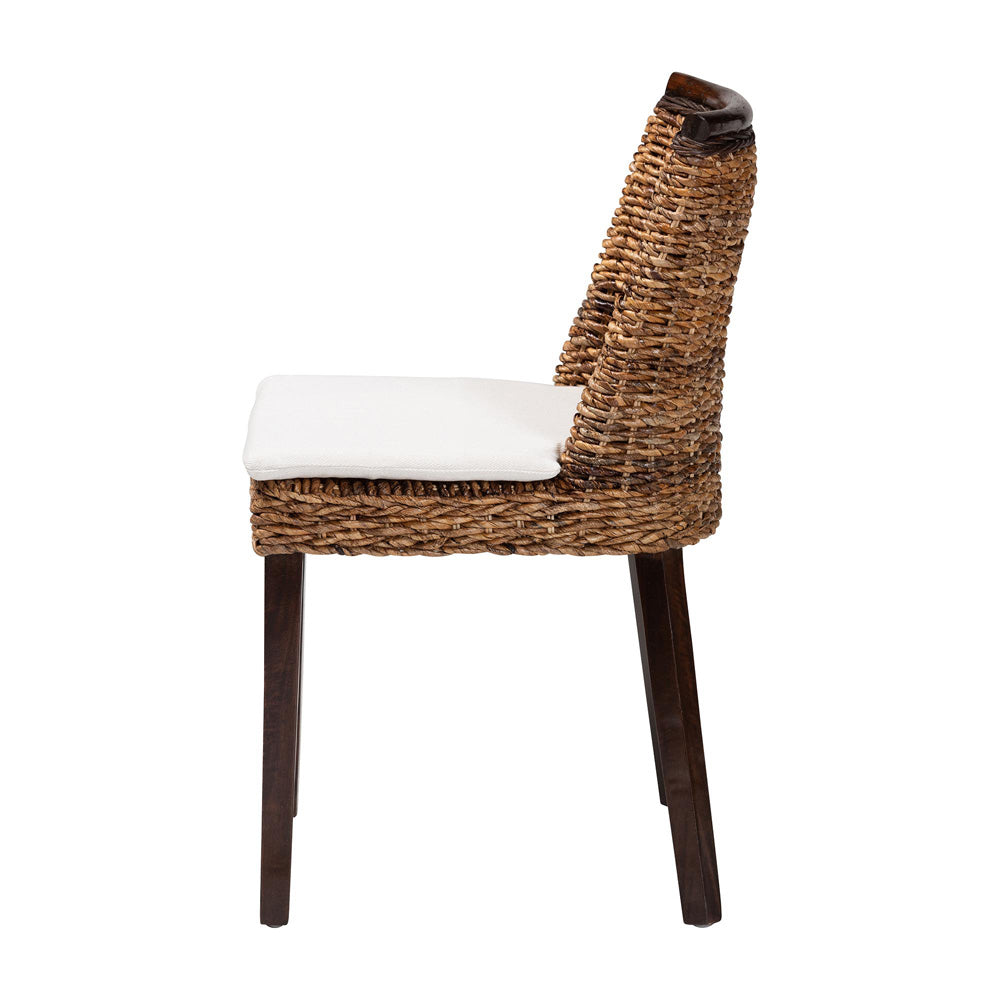 bali & pari - Abbas Dining Chair in Natural Brown/White/Dark Brown - MD-39696 Magic-Dark Brown/Abaca Natural-DC view 3