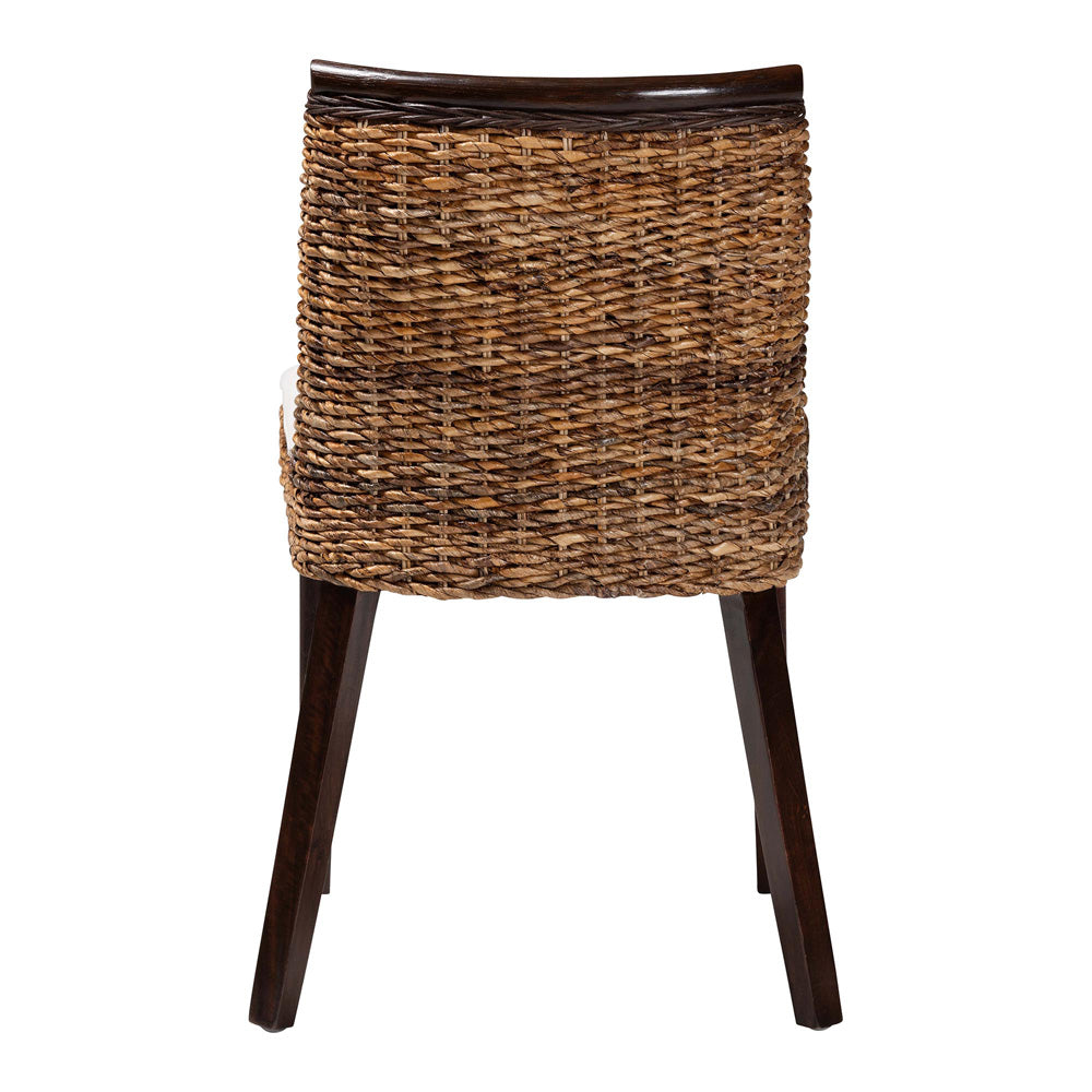 bali & pari - Abbas Dining Chair in Natural Brown/White/Dark Brown - MD-39696 Magic-Dark Brown/Abaca Natural-DC view 4