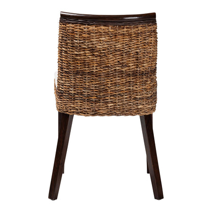 bali & pari - Abbas Dining Chair in Natural Brown/White/Dark Brown - MD-39696 Magic-Dark Brown/Abaca Natural-DC view 4