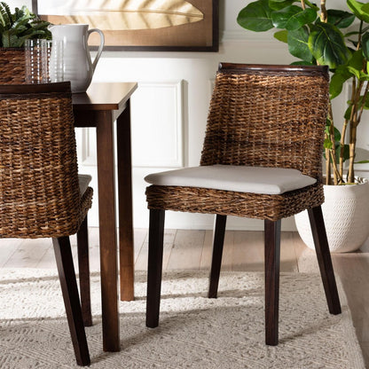 bali & pari - Abbas Dining Chair in Natural Brown/White/Dark Brown - MD-39696 Magic-Dark Brown/Abaca Natural-DC view 8