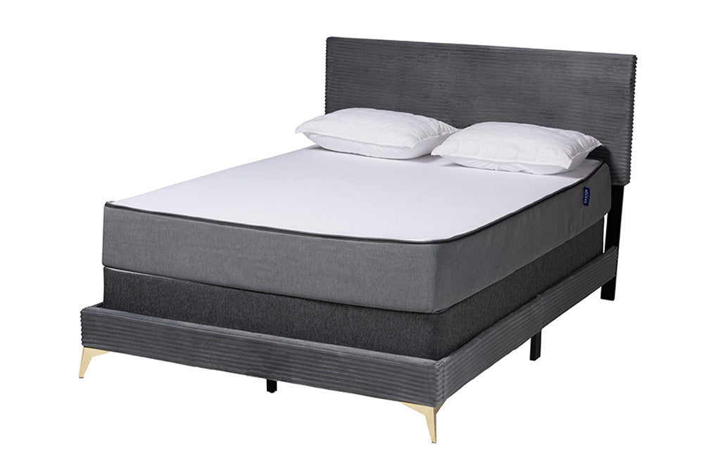 bali & pari - Abberton Queen Size Bed - Abberton-Grey Velvet-Queen view 1