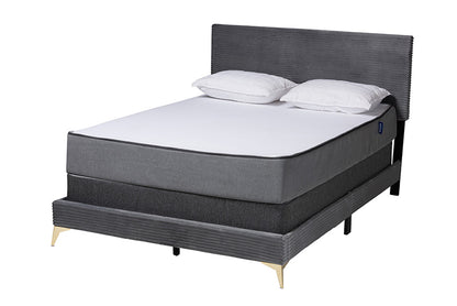 bali & pari - Abberton Queen Size Bed - Abberton-Grey Velvet-Queen view 1