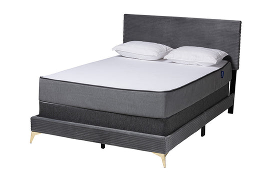 bali & pari - Abberton Queen Size Bed - Abberton-Grey Velvet-Queen view 1