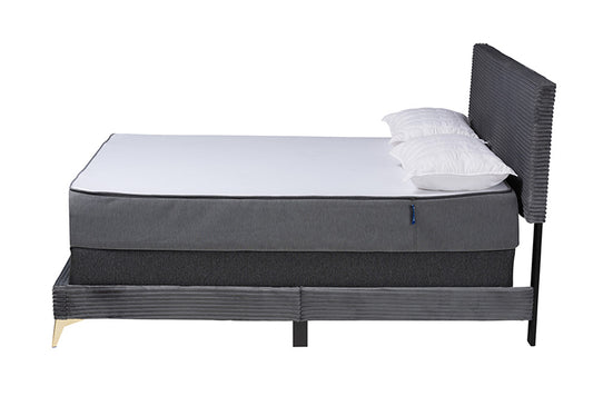 bali & pari - Abberton Queen Size Bed - Abberton-Grey Velvet-Queen view 2