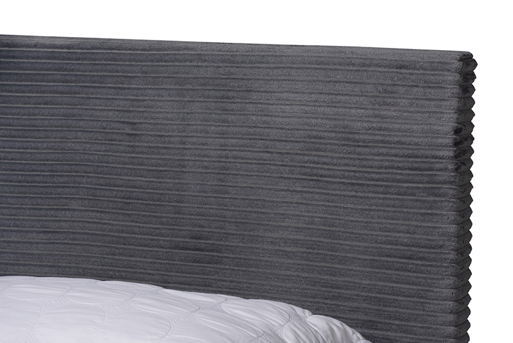bali & pari - Abberton Queen Size Bed - Abberton-Grey Velvet-Queen view 4