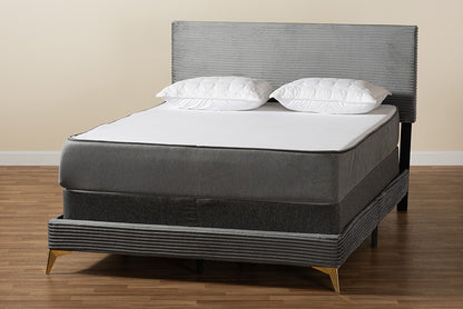 bali & pari - Abberton Queen Size Bed - Abberton-Grey Velvet-Queen view 9