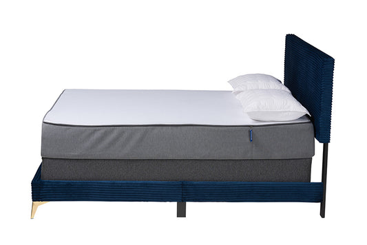 bali & pari - Abberton Queen Size Bed - Abberton-Navy Blue Velvet-Queen view 2