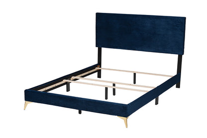 bali & pari - Abberton Queen Size Bed - Abberton-Navy Blue Velvet-Queen view 3