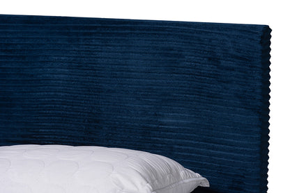 bali & pari - Abberton Queen Size Bed - Abberton-Navy Blue Velvet-Queen view 4