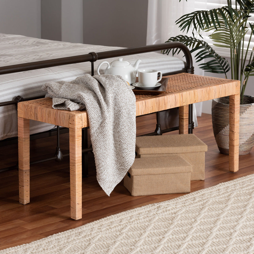 bali & pari - Abelia Bench in Natural Brown - Abelia-Rattan-Bench-Large view 6