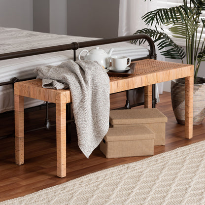 bali & pari - Abelia Bench in Natural Brown - Abelia-Rattan-Bench-Large view 6