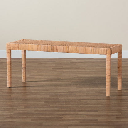 bali & pari - Abelia Bench in Natural Brown - Abelia-Rattan-Bench-Large view 7