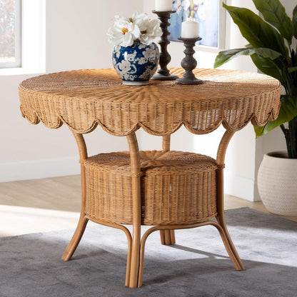 bali & pari - Abena Dining Table in Light Honey - Palm Short-Round-Light Honey Rattan-DT view 8