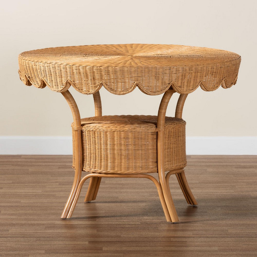 bali & pari - Abena Dining Table in Light Honey - Palm Short-Round-Light Honey Rattan-DT view 9