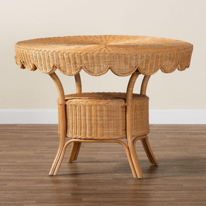 bali & pari - Abena Dining Table in Light Honey - Palm Short-Round-Light Honey Rattan-DT view 9