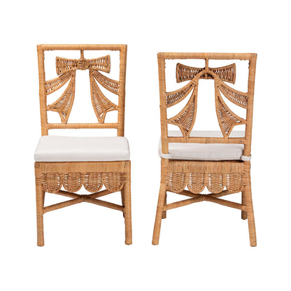 bali & pari - Abia Set of 2 Dining Chairs in Light Honey - Abia/Bow Tie-Light Honey Rattan-Cushion-DC view 2
