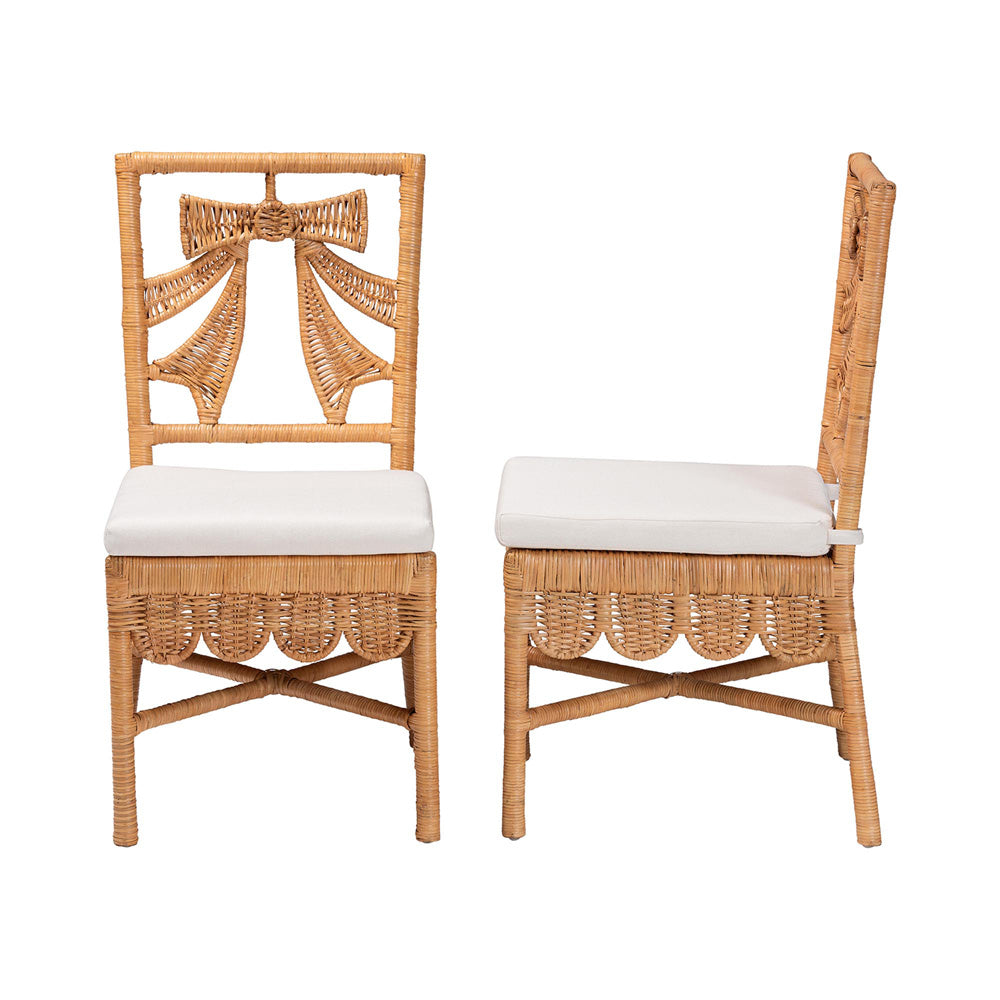 bali & pari - Abia Set of 2 Dining Chairs in Light Honey - Abia/Bow Tie-Light Honey Rattan-Cushion-DC view 3