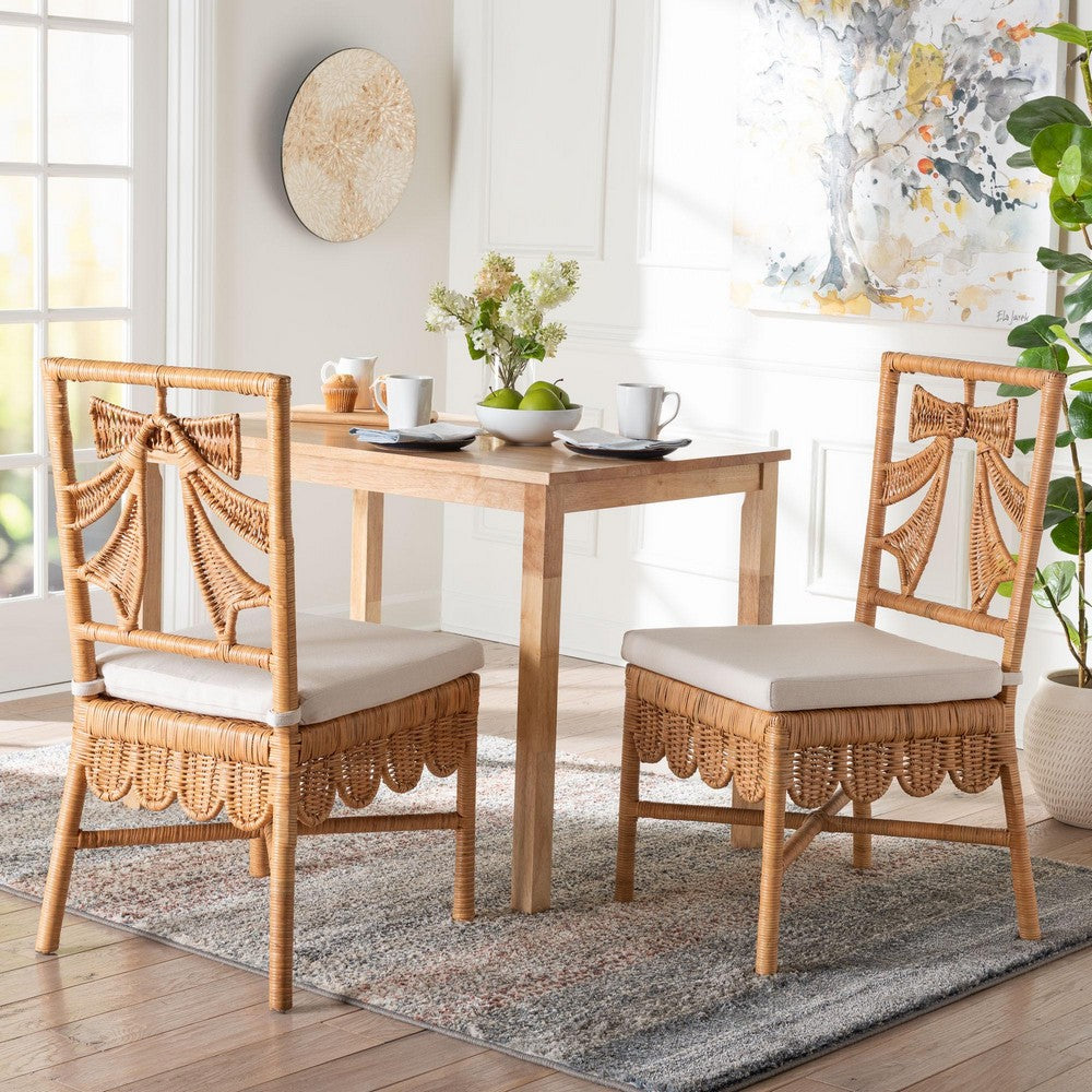 bali & pari - Abia Set of 2 Dining Chairs in Light Honey - Abia/Bow Tie-Light Honey Rattan-Cushion-DC view 7