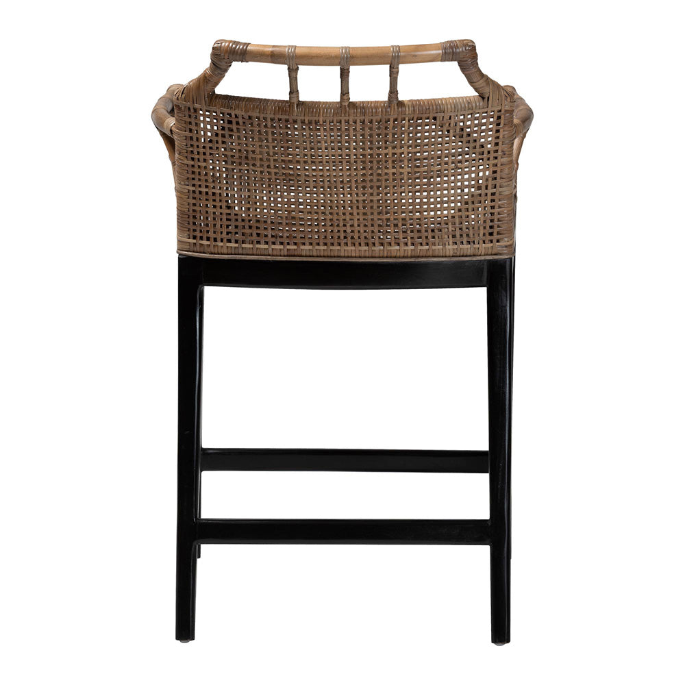 bali & pari - Abiel Counter Stool in Greywash/Black - Abiel-Grey/Black-Wooden/Rattan-Cushion-CS view 4