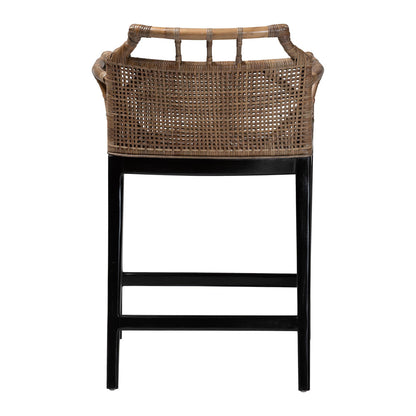 bali & pari - Abiel Counter Stool in Greywash/Black - Abiel-Grey/Black-Wooden/Rattan-Cushion-CS view 4
