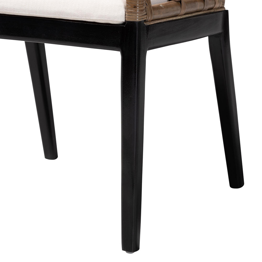 bali & pari - Abiel Set of 2 Dining Chairs in Greywash/Black - Abiel-Grey/Black-Wooden/Rattan-DC view 5