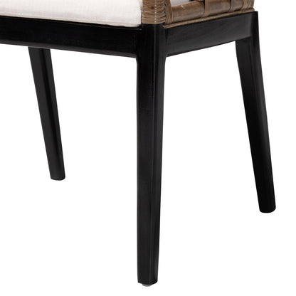 bali & pari - Abiel Set of 2 Dining Chairs in Greywash/Black - Abiel-Grey/Black-Wooden/Rattan-DC view 5
