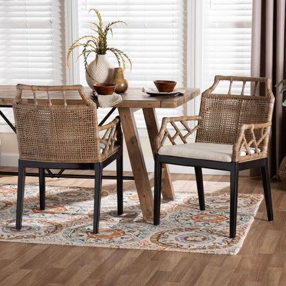 bali & pari - Abiel Set of 2 Dining Chairs in Greywash/Black - Abiel-Grey/Black-Wooden/Rattan-DC view 7