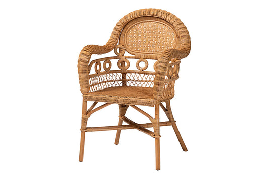 bali & pari - Abigale Dining Chair - Abigale-Light Honey Rattan-Arm-DC view 1