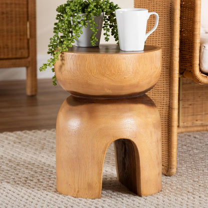 bali & pari  - Abrina End Table in Natural Brown - Suar S/T 004-Natural-Side Table view 6