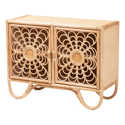 bali & pari - Acelin Storage Cabinet in Natural - WS016-Large/Double Version-Natural-Rattan-Cabinet view 1